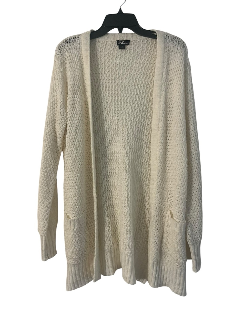 Chesley Cream Open-Front Knit Cardigan with Pockets